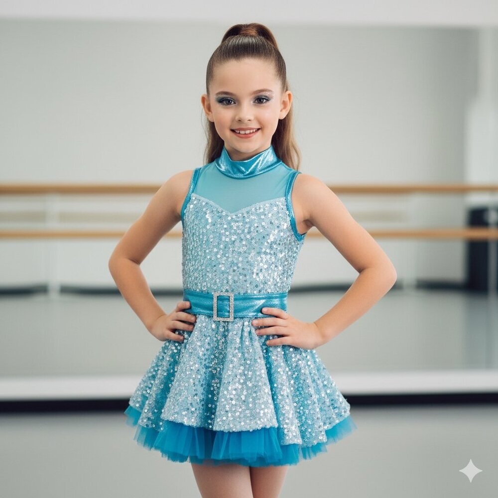 A Wish Come True Dance Costume Dress Kids 8-10yo Teal Blue « Thank You, Next »